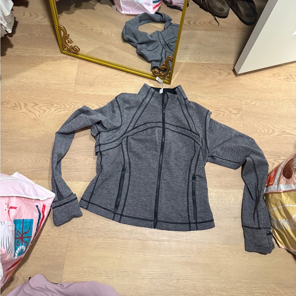 Cropped define jacket heathered black